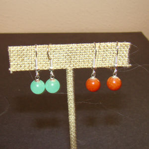 GREEN & CORAL Ball Earrings